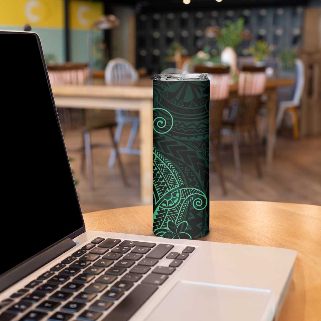 Black Green Polynesian Tribal Skinny Tumbler - Polynesian Pride