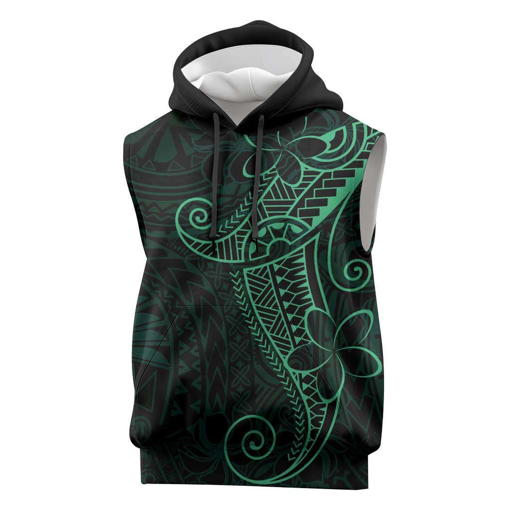 Black Green Polynesian Tribal Sleeveless Hoodie LT9 Green - Polynesian Pride