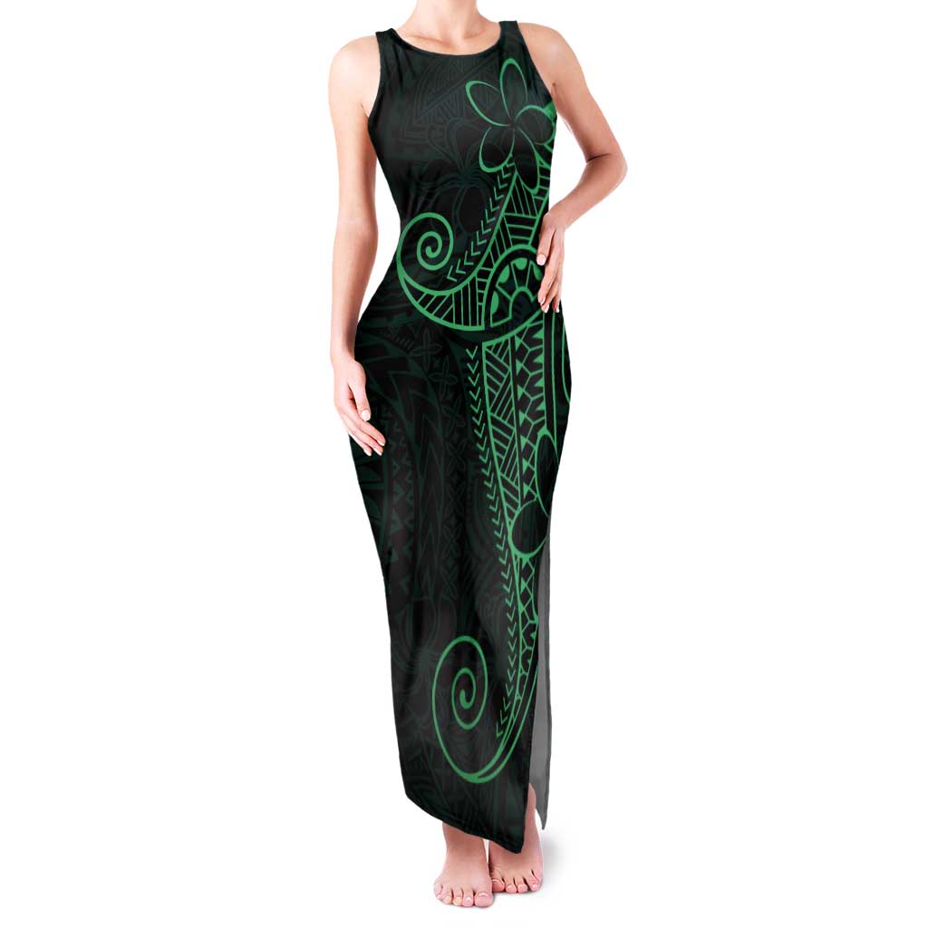 Black Green Polynesian Tribal Tank Maxi Dress - Polynesian Pride