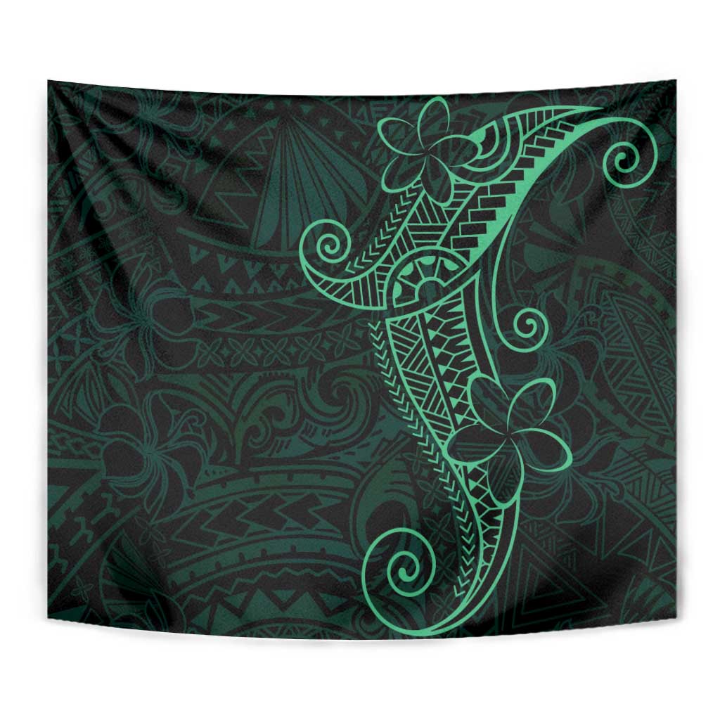 Black Green Polynesian Tribal Tapestry - Polynesian Pride