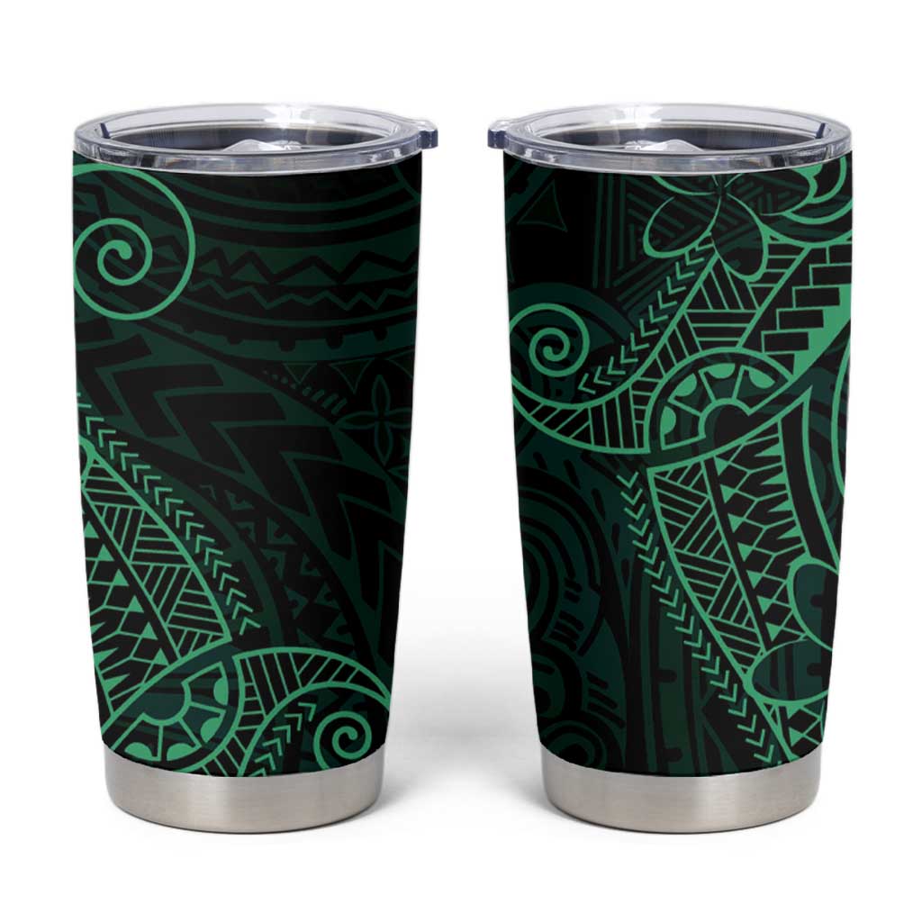 Black Green Polynesian Tribal Tumbler Cup LT9 Green - Polynesian Pride