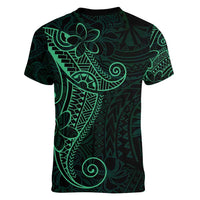 Black Green Polynesian Tribal Women V-Neck T-Shirt - Polynesian Pride