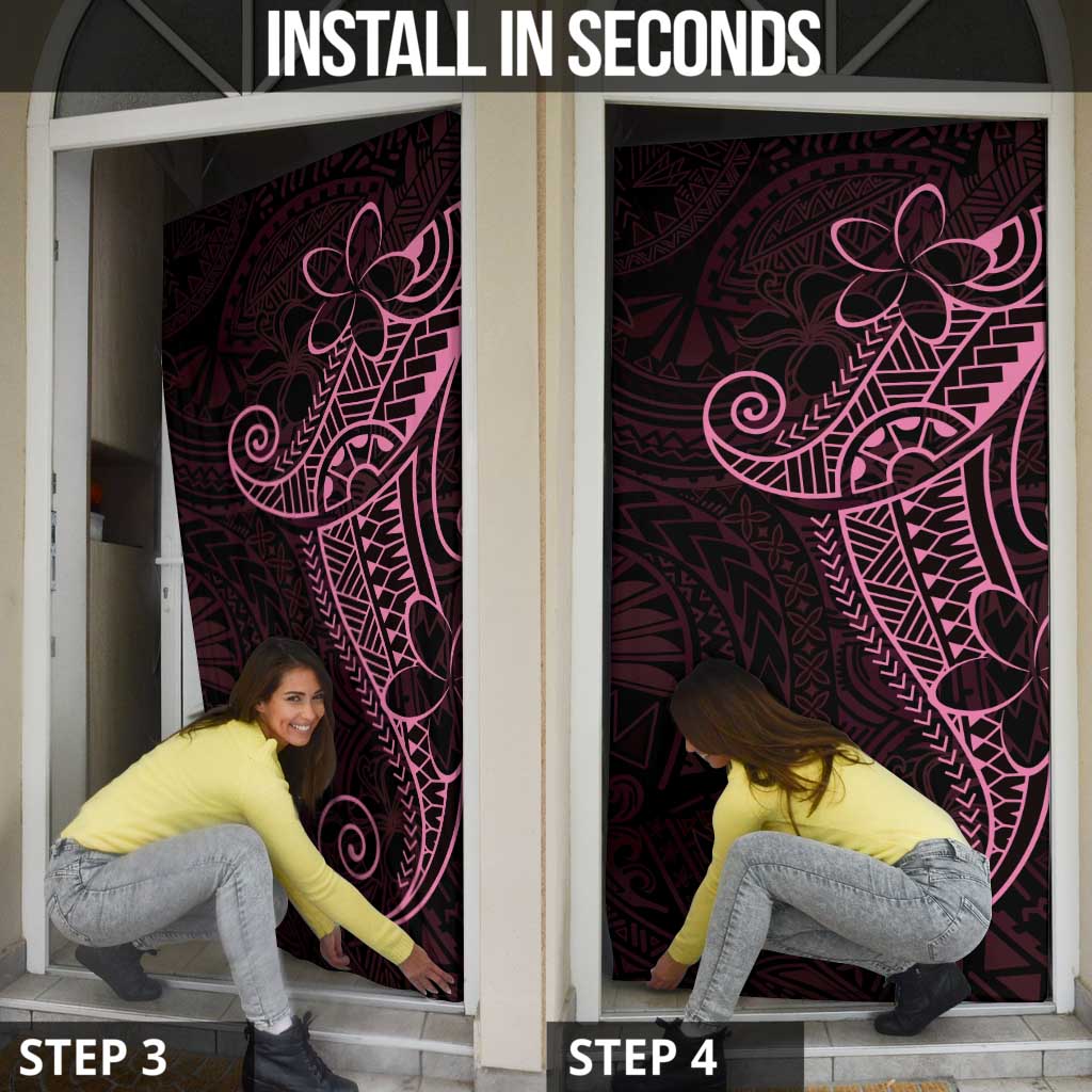 Black Pink Polynesian Tribal Door Cover - Polynesian Pride
