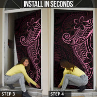 Black Pink Polynesian Tribal Door Cover - Polynesian Pride