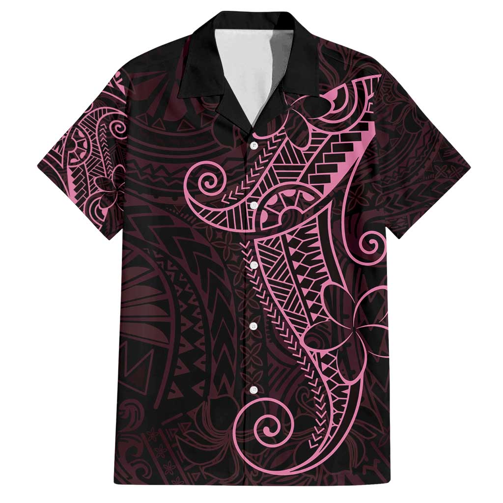 Black Pink Polynesian Tribal Family Matching Long Sleeve Bodycon Dress and Hawaiian Shirt LT9 Dad's Shirt - Short Sleeve Pink - Polynesian Pride