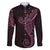Black Pink Polynesian Tribal Family Matching Off The Shoulder Long Sleeve Dress and Hawaiian Shirt - Polynesian Pride