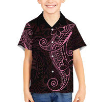 Black Pink Polynesian Tribal Family Matching Off The Shoulder Long Sleeve Dress and Hawaiian Shirt LT9 Son's Shirt Pink - Polynesian Pride