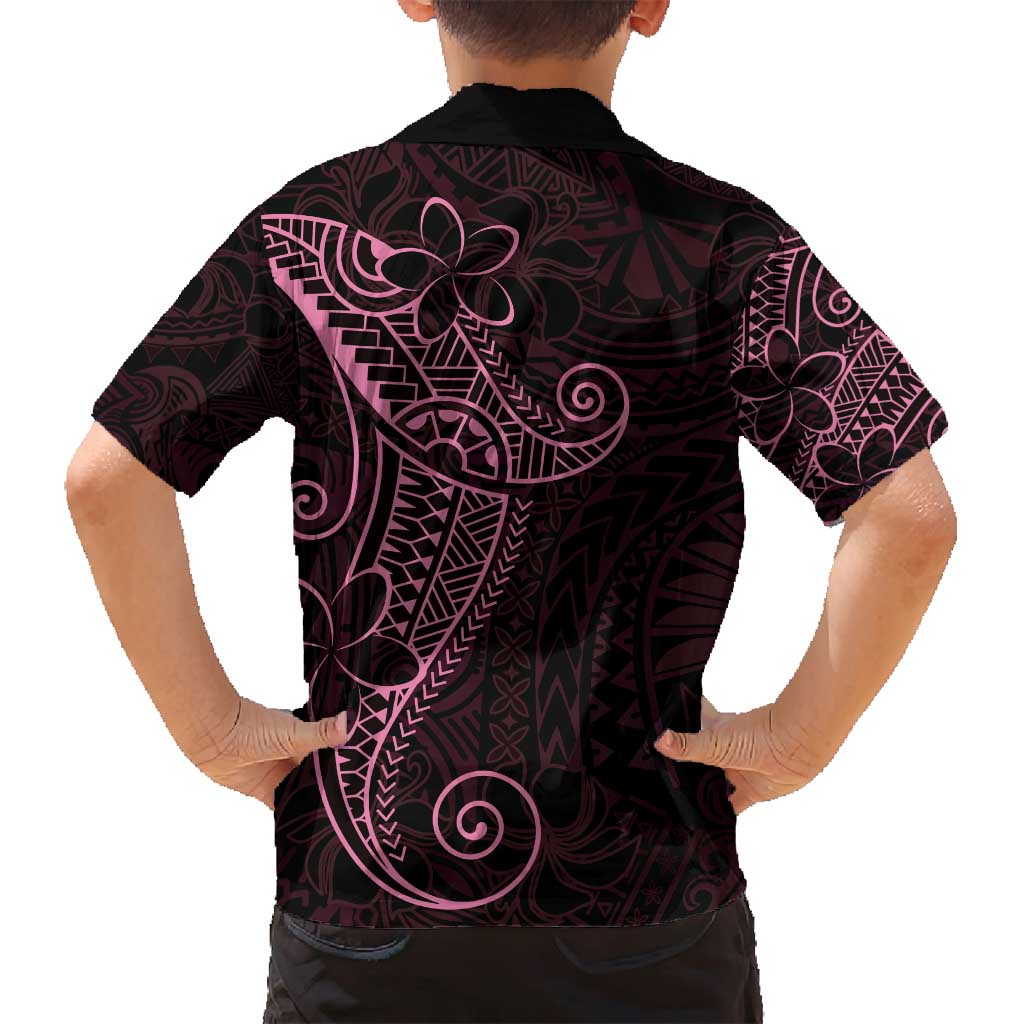 Black Pink Polynesian Tribal Family Matching Off Shoulder Maxi Dress and Hawaiian Shirt - Polynesian Pride