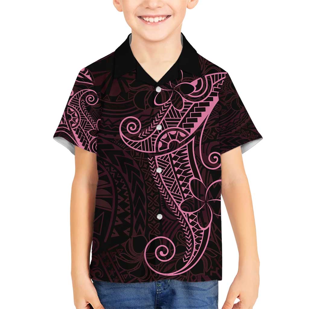 Black Pink Polynesian Tribal Family Matching Tank Maxi Dress and Hawaiian Shirt - Polynesian Pride