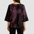 Black Pink Polynesian Tribal Kimono Sleeve Blouse - Polynesian Pride