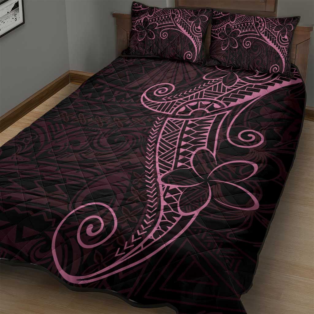 Black Pink Polynesian Tribal Quilt Bed Set - Polynesian Pride