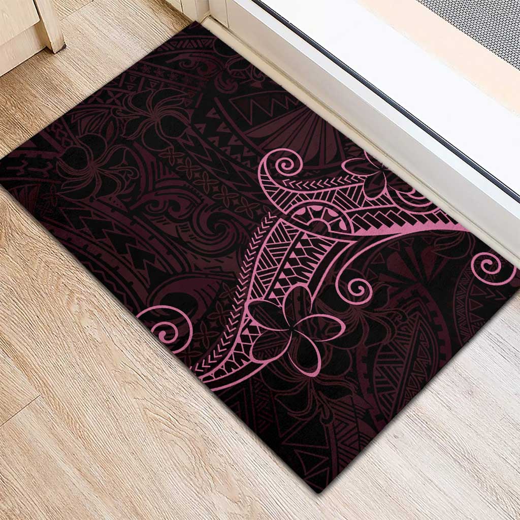 Black Pink Polynesian Tribal Rubber Doormat - Polynesian Pride