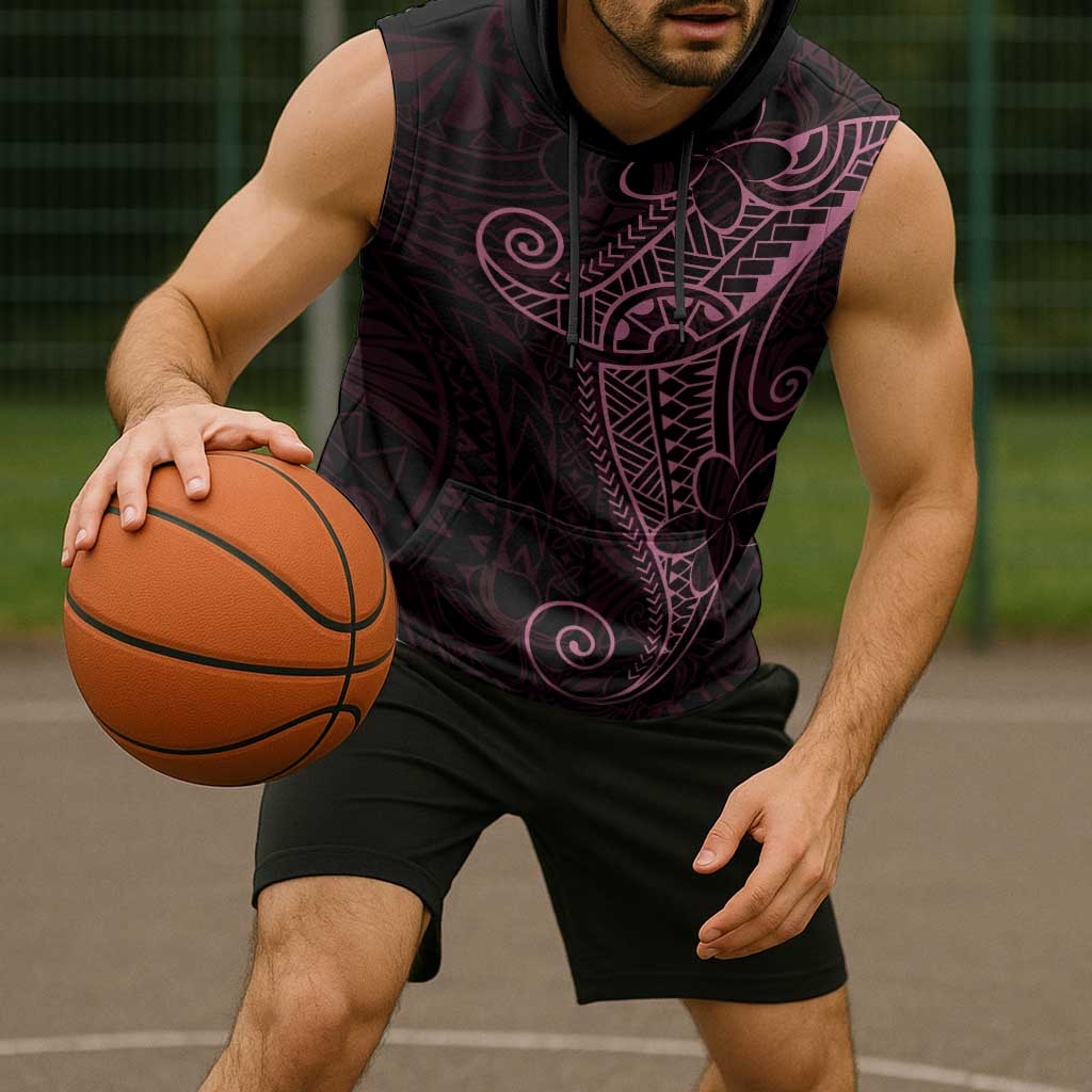Black Pink Polynesian Tribal Sleeveless Hoodie - Polynesian Pride