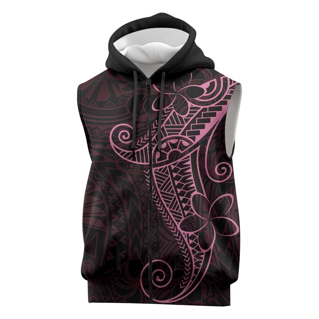 Black Pink Polynesian Tribal Sleeveless Zip Hoodie LT9 Pink - Polynesian Pride