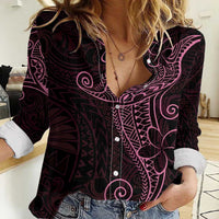 Black Pink Polynesian Tribal Women Casual Shirt - Polynesian Pride