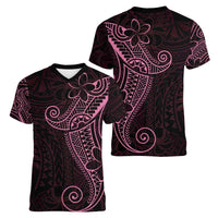 Black Pink Polynesian Tribal Women V-Neck T-Shirt - Polynesian Pride