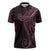 Black Pink Polynesian Tribal Zipper Polo Shirt - Polynesian Pride