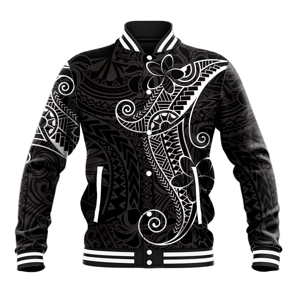 Black White Polynesian Tribal Baseball Jacket - Polynesian Pride