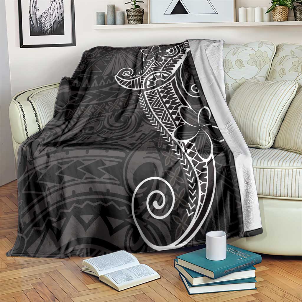 Black White Polynesian Tribal Blanket LT9 White - Polynesian Pride