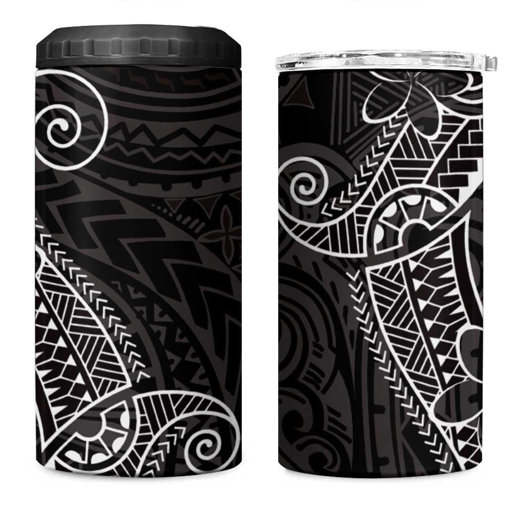 Black White Polynesian Tribal 4 in 1 Can Cooler Tumbler LT9 One Size: 16 oz White - Polynesian Pride