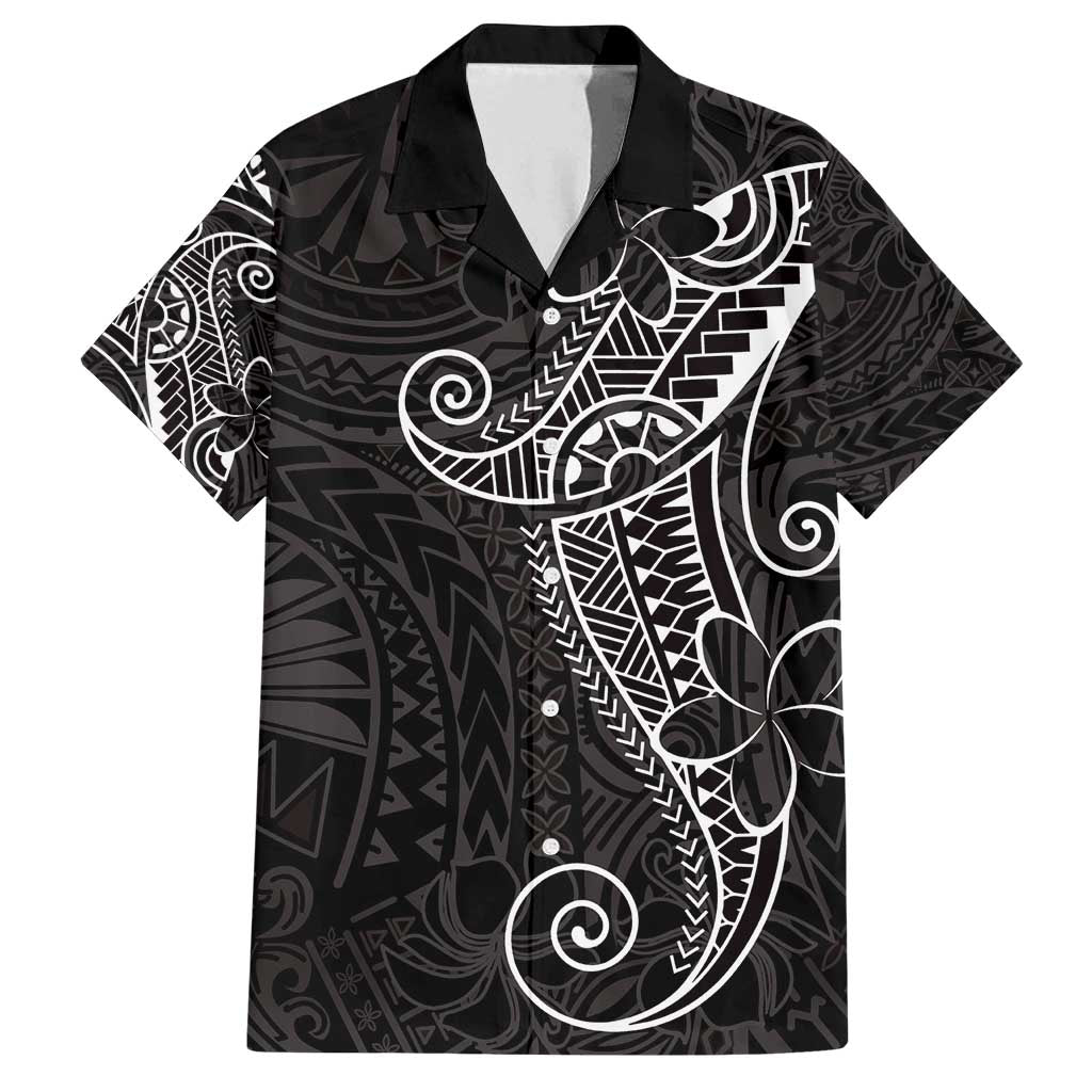 Black White Polynesian Tribal Family Matching Long Sleeve Bodycon Dress and Hawaiian Shirt - Polynesian Pride