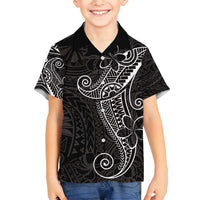 Black White Polynesian Tribal Family Matching Long Sleeve Bodycon Dress and Hawaiian Shirt - Polynesian Pride