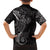 Black White Polynesian Tribal Family Matching Off The Shoulder Long Sleeve Dress and Hawaiian Shirt - Polynesian Pride
