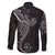 Black White Polynesian Tribal Family Matching Off The Shoulder Long Sleeve Dress and Hawaiian Shirt - Polynesian Pride