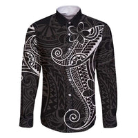 Black White Polynesian Tribal Family Matching Off Shoulder Short Dress and Hawaiian Shirt - Polynesian Pride