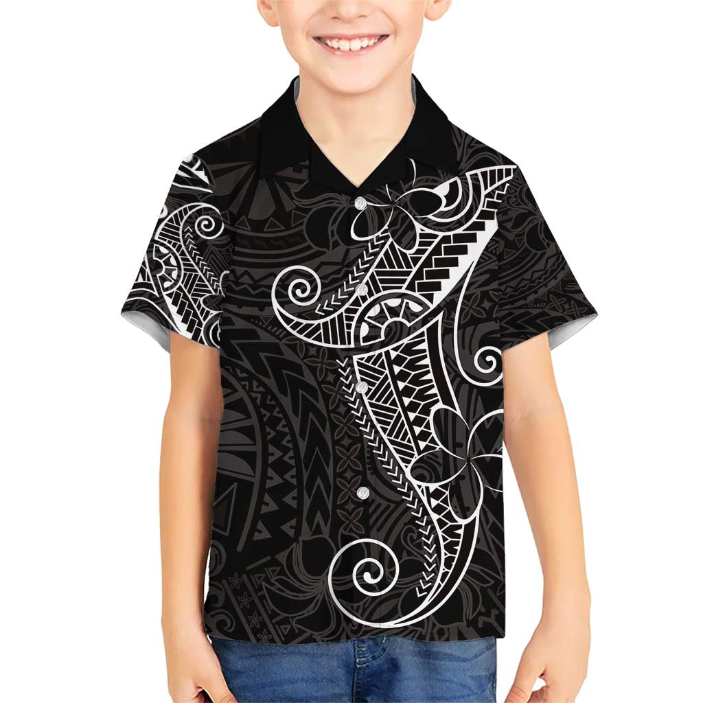 Black White Polynesian Tribal Family Matching Short Sleeve Bodycon Dress and Hawaiian Shirt - Polynesian Pride