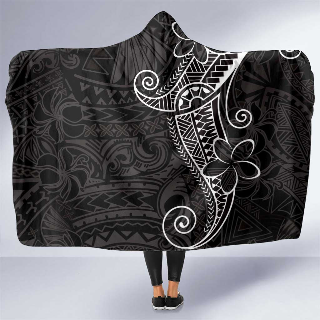 Black White Polynesian Tribal Hooded Blanket LT9 One Size White - Polynesian Pride