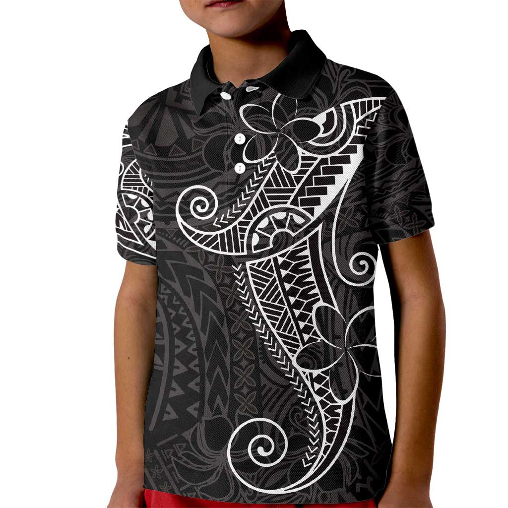 Black White Polynesian Tribal Kid Polo Shirt LT9 Kid White - Polynesian Pride