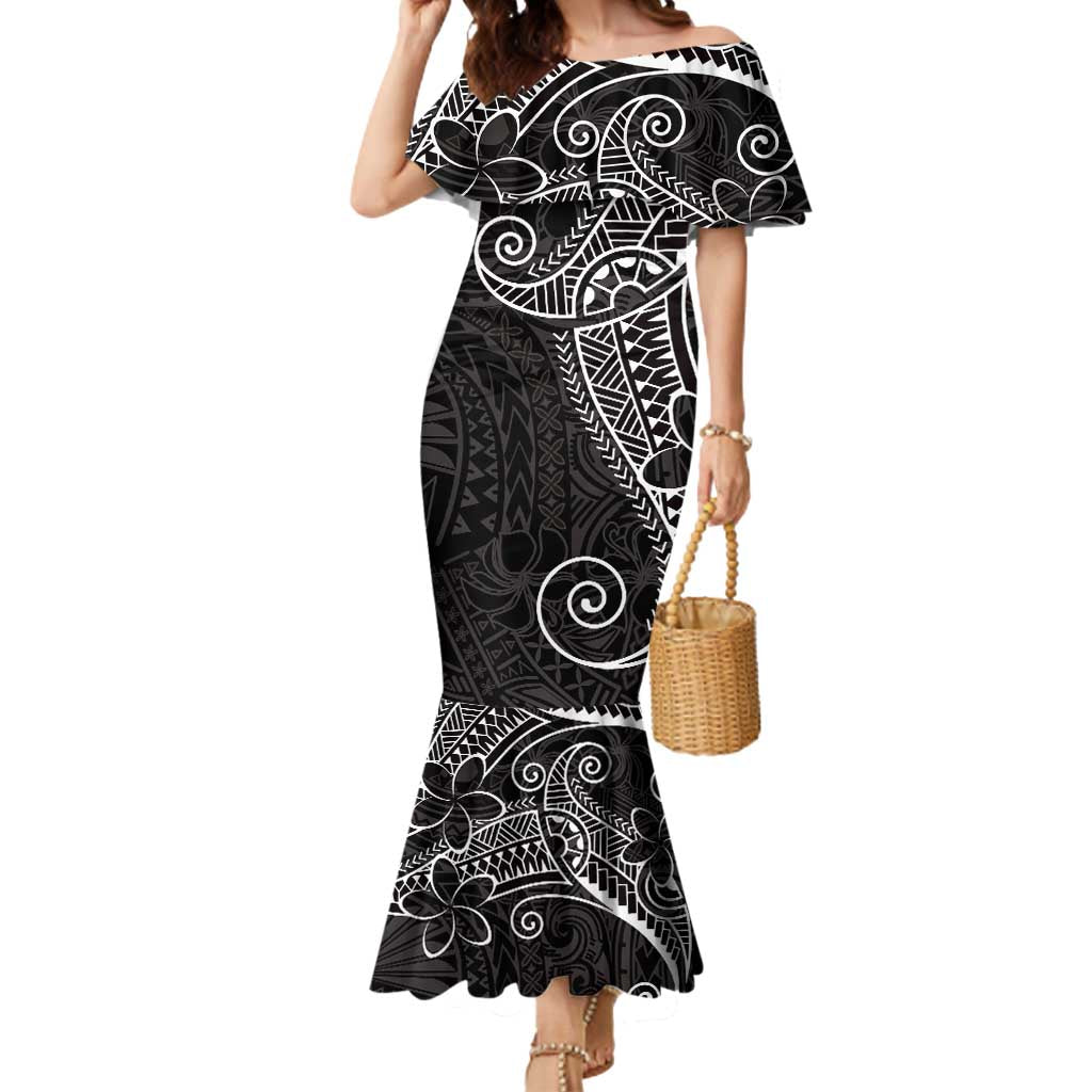 Black White Polynesian Tribal Mermaid Dress - Polynesian Pride
