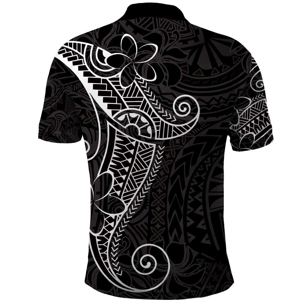 Black White Polynesian Tribal Polo Shirt - Polynesian Pride