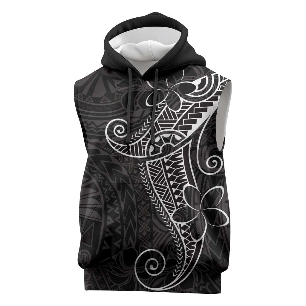 Black White Polynesian Tribal Sleeveless Hoodie LT9 White - Polynesian Pride