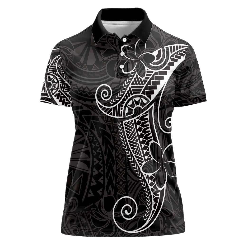 Black White Polynesian Tribal Women Polo Shirt LT9 Female White - Polynesian Pride