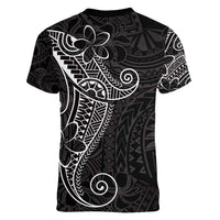 Black White Polynesian Tribal Women V-Neck T-Shirt - Polynesian Pride