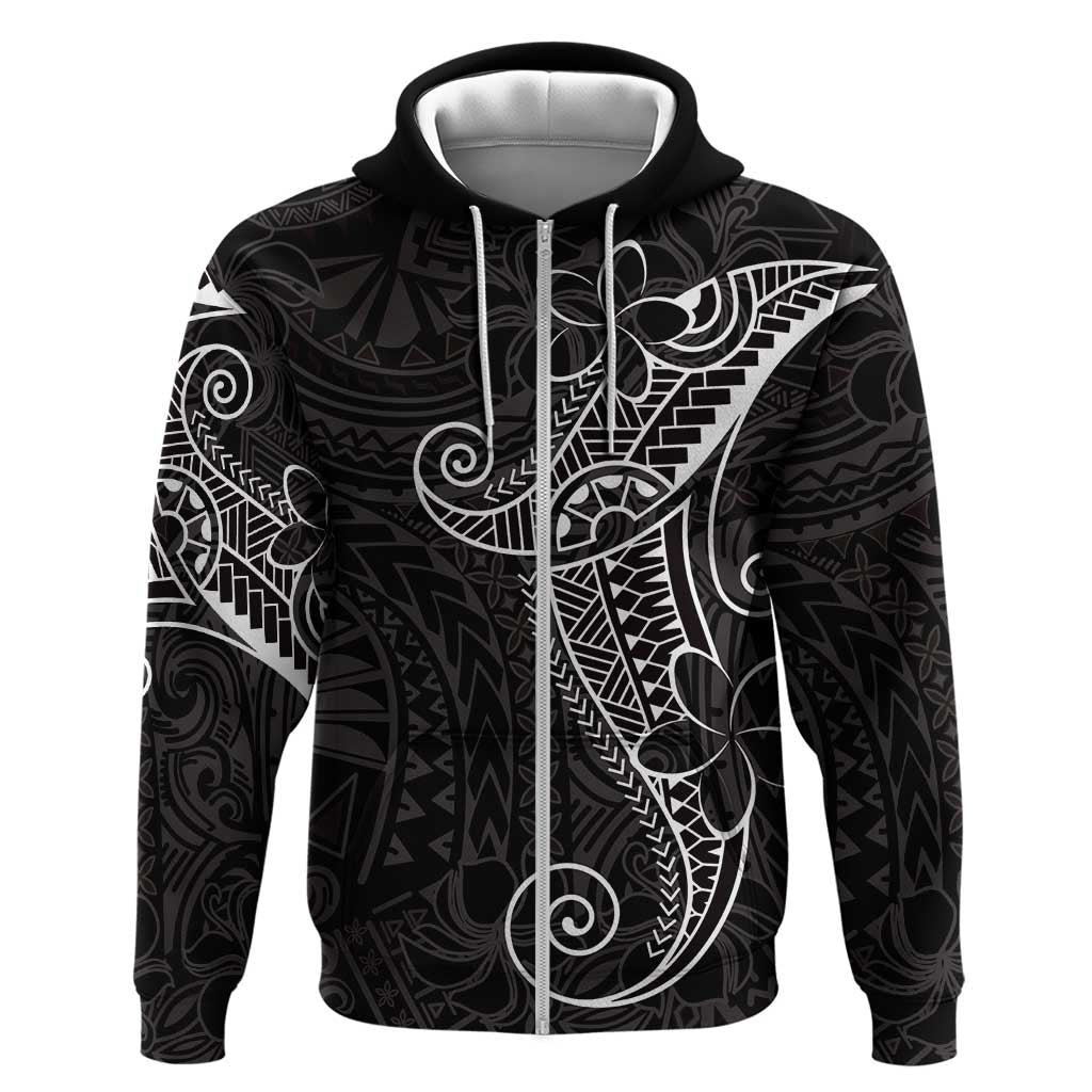 Black White Polynesian Tribal Zip Hoodie LT9 Zip Hoodie White - Polynesian Pride