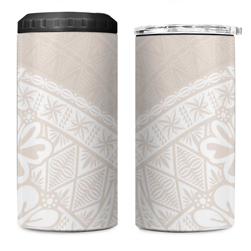 Lotu Tamaiti Tongan Polynesian Art Pattern 4 in 1 Can Cooler Tumbler Traditional Tribal Motifs LT9 One Size: 16 oz White - Polynesian Pride