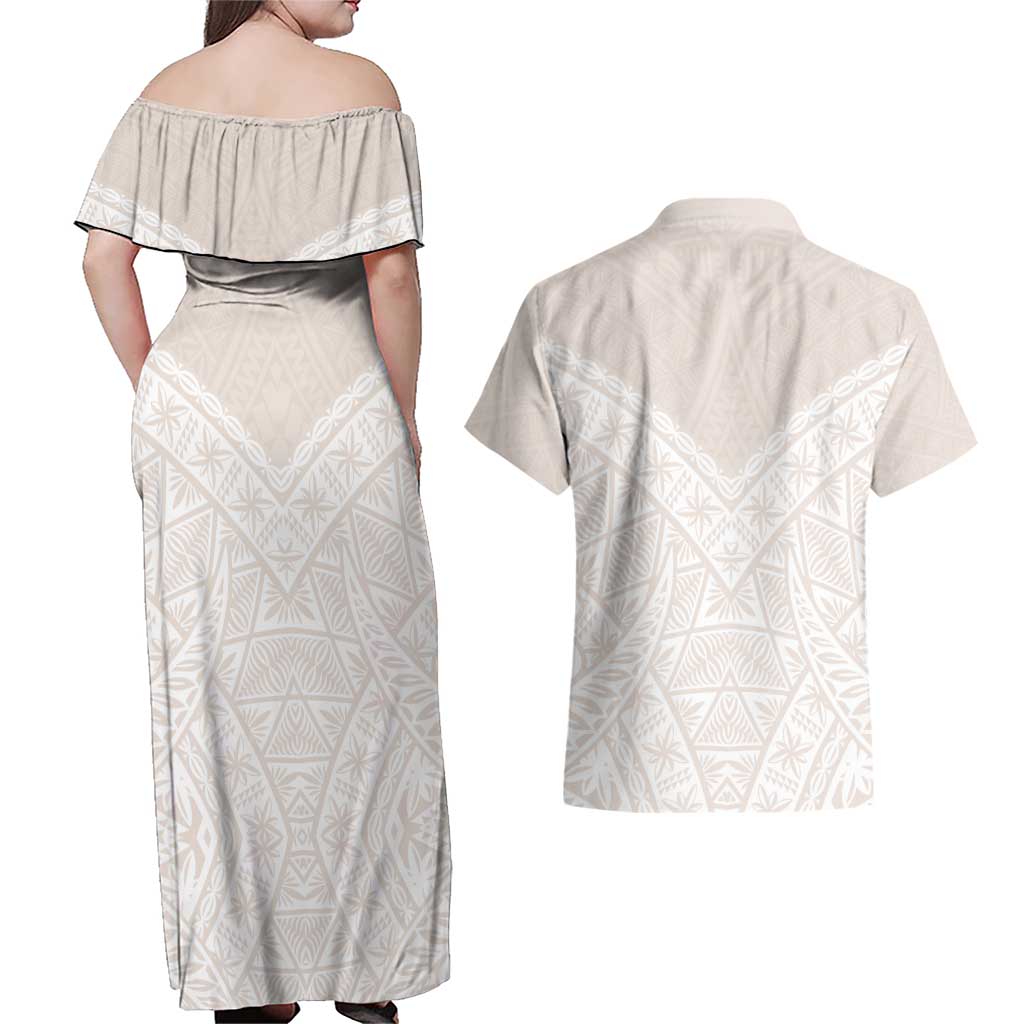 Lotu Tamaiti Tongan Polynesian Art Pattern Couples Matching Off Shoulder Maxi Dress and Hawaiian Shirt Traditional Tribal Motifs LT9 - Polynesian Pride
