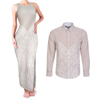 Lotu Tamaiti Tongan Polynesian Art Pattern Couples Matching Tank Maxi Dress and Long Sleeve Button Shirt Traditional Tribal Motifs - Polynesian Pride