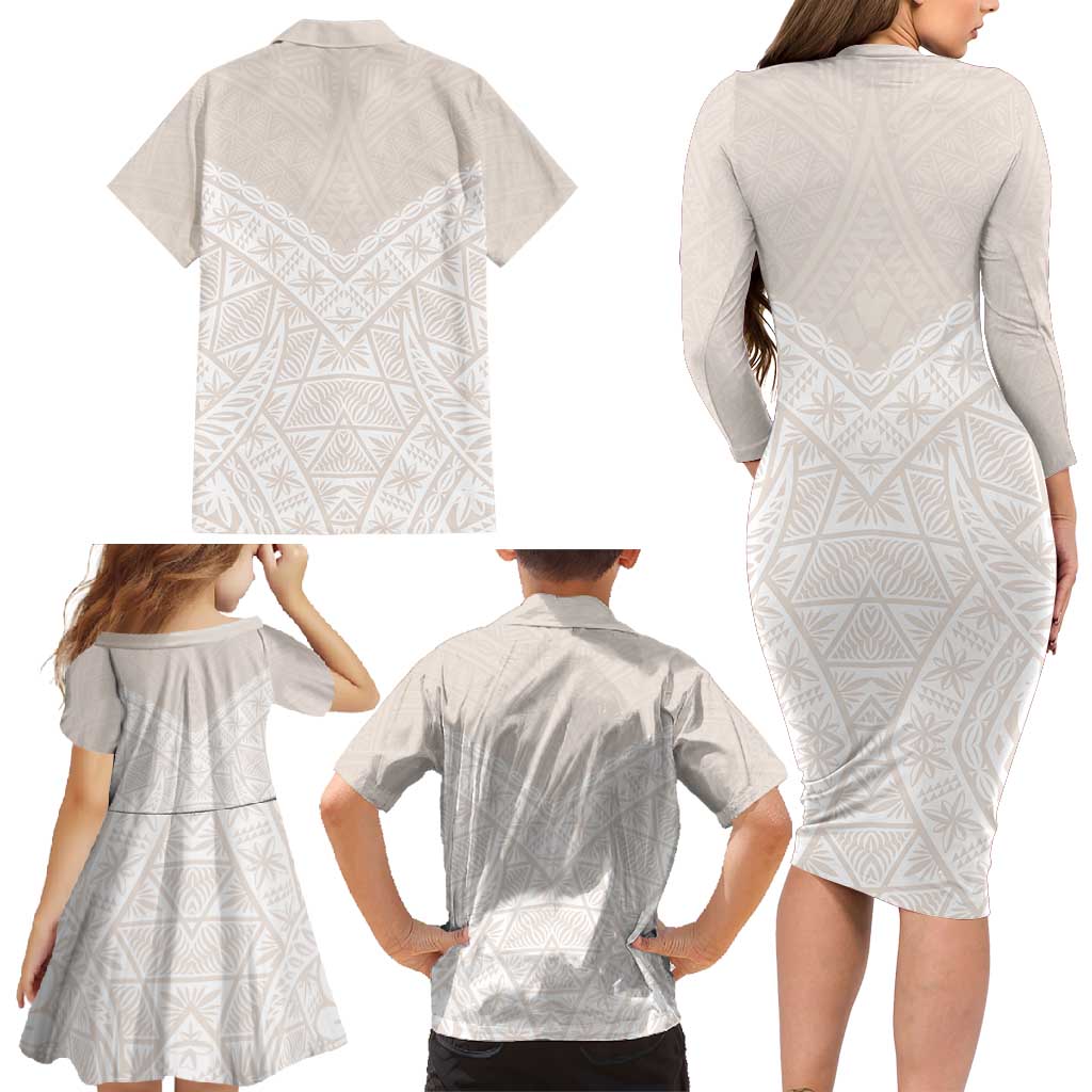 Lotu Tamaiti Tongan Polynesian Art Pattern Family Matching Long Sleeve Bodycon Dress and Hawaiian Shirt Traditional Tribal Motifs LT9 - Polynesian Pride