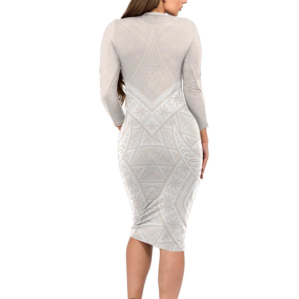 Lotu Tamaiti Tongan Polynesian Art Pattern Family Matching Long Sleeve Bodycon Dress and Hawaiian Shirt Traditional Tribal Motifs LT9 - Polynesian Pride