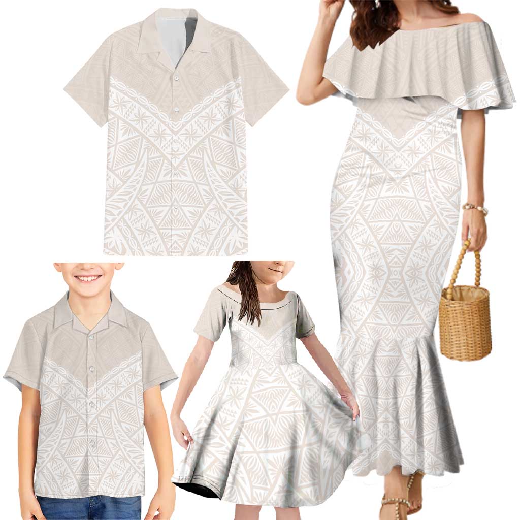 Lotu Tamaiti Tongan Polynesian Art Pattern Family Matching Mermaid Dress and Hawaiian Shirt Traditional Tribal Motifs LT9 - Polynesian Pride