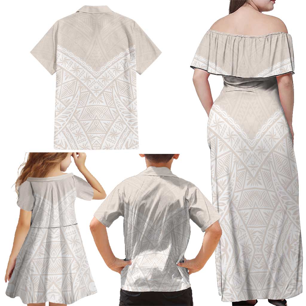 Lotu Tamaiti Tongan Polynesian Art Pattern Family Matching Off Shoulder Maxi Dress and Hawaiian Shirt Traditional Tribal Motifs LT9 - Polynesian Pride