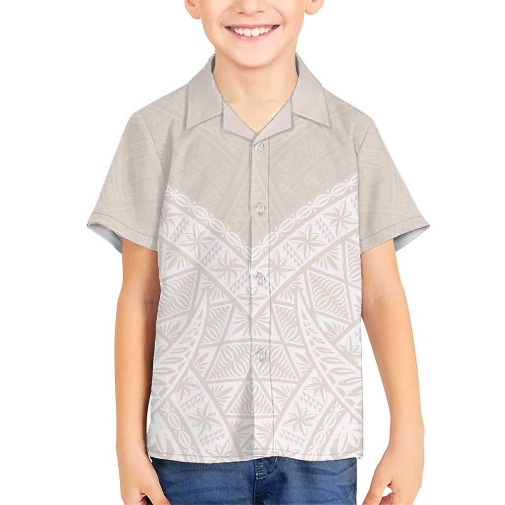 Lotu Tamaiti Tongan Polynesian Art Pattern Family Matching Short Sleeve Bodycon Dress and Hawaiian Shirt Traditional Tribal Motifs LT9 Son's Shirt White - Polynesian Pride