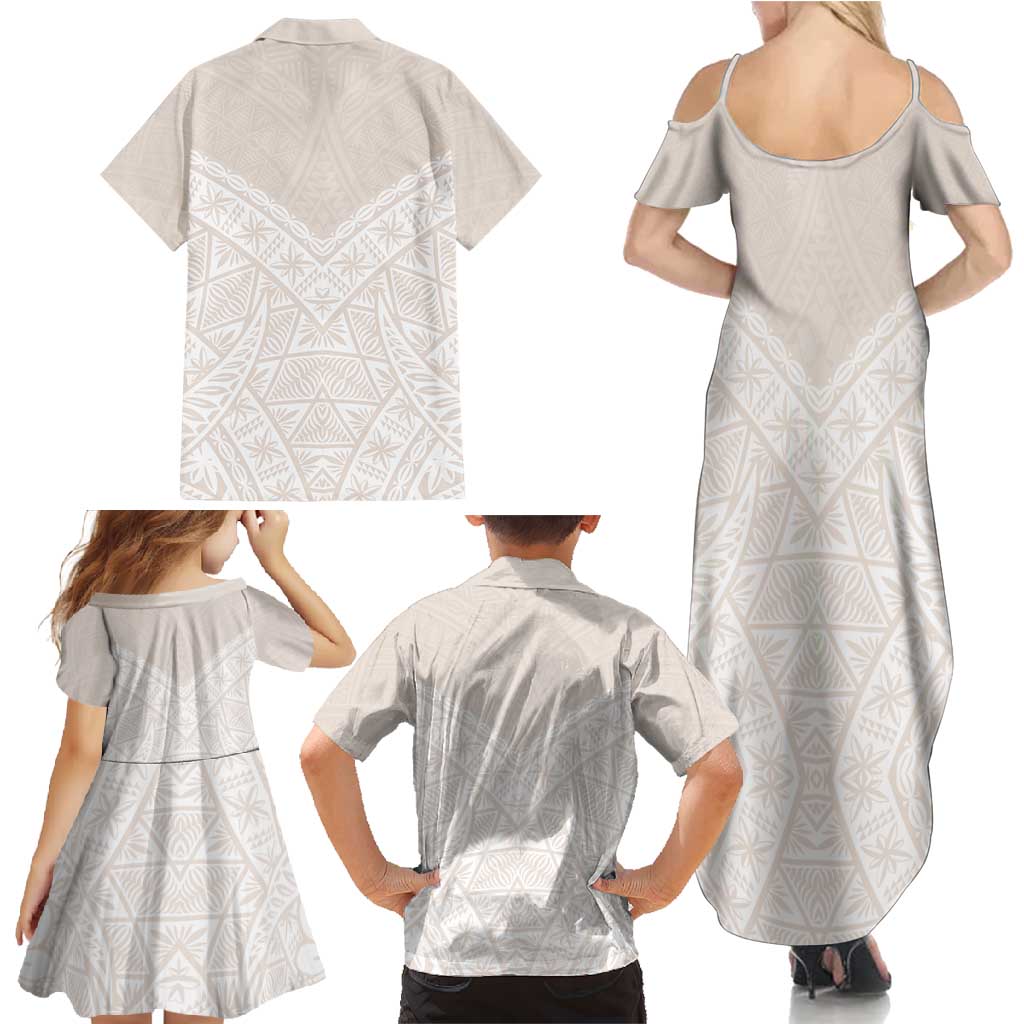 Lotu Tamaiti Tongan Polynesian Art Pattern Family Matching Summer Maxi Dress and Hawaiian Shirt Traditional Tribal Motifs LT9 - Polynesian Pride
