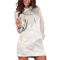 Lotu Tamaiti Tongan Polynesian Art Pattern Hoodie Dress Traditional Tribal Motifs LT9 White - Polynesian Pride