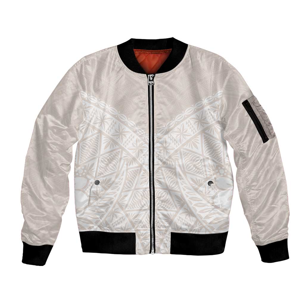 Lotu Tamaiti Tongan Polynesian Art Pattern Sleeve Zip Bomber Jacket Traditional Tribal Motifs - Polynesian Pride