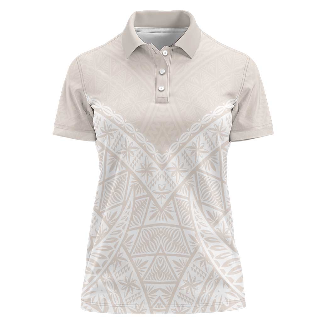 Lotu Tamaiti Tongan Polynesian Art Pattern Women Polo Shirt Traditional Tribal Motifs LT9 Female White - Polynesian Pride